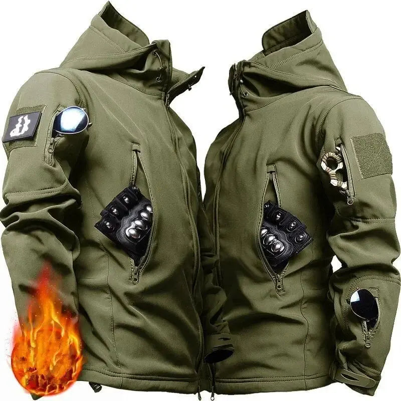 Autumn Outdoor EMR Waterproof Tactical Softshell Jacket Suitable Sports Hunting Camping Mountaineering Interior Fleece Lining