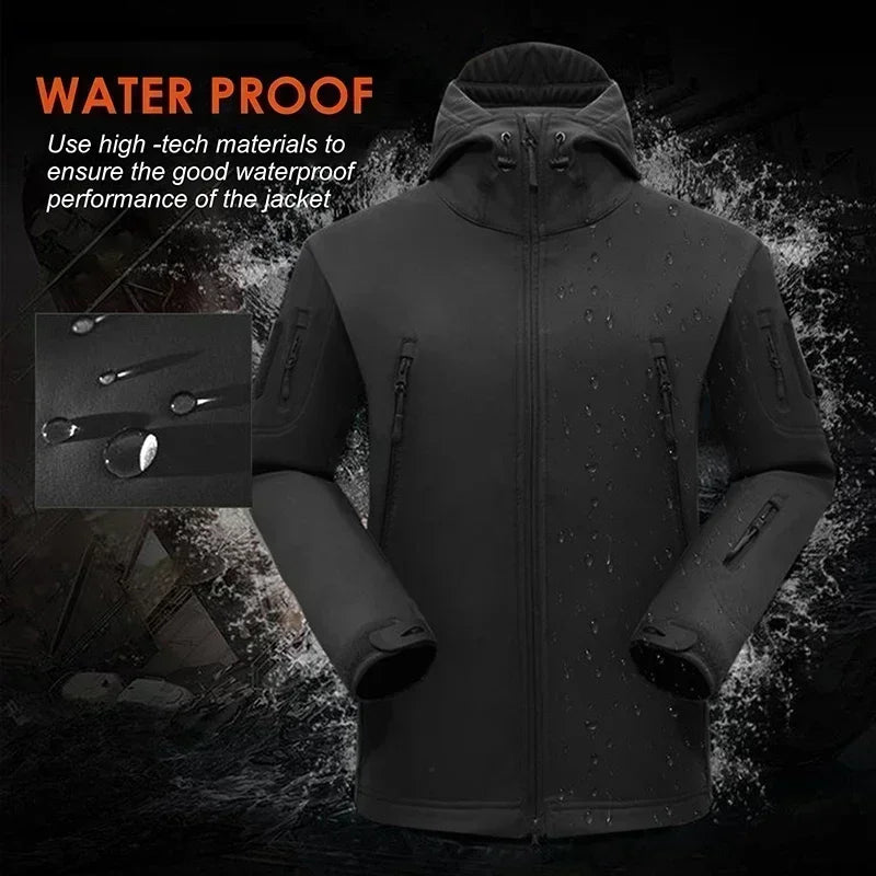 Autumn Outdoor EMR Waterproof Tactical Softshell Jacket Suitable Sports Hunting Camping Mountaineering Interior Fleece Lining