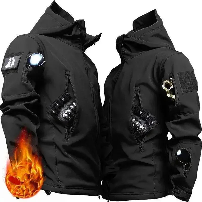 Autumn Outdoor EMR Waterproof Tactical Softshell Jacket Suitable Sports Hunting Camping Mountaineering Interior Fleece Lining