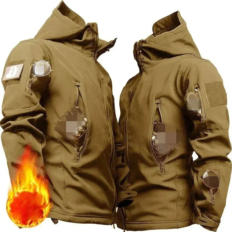 Autumn Outdoor EMR Waterproof Tactical Softshell Jacket Suitable Sports Hunting Camping Mountaineering Interior Fleece Lining
