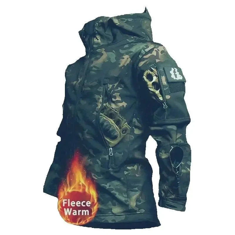Autumn Outdoor EMR Waterproof Tactical Softshell Jacket Suitable Sports Hunting Camping Mountaineering Interior Fleece Lining