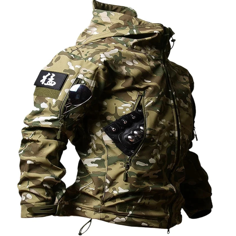 Autumn Outdoor EMR Waterproof Tactical Softshell Jacket Suitable Sports Hunting Camping Mountaineering Interior Fleece Lining