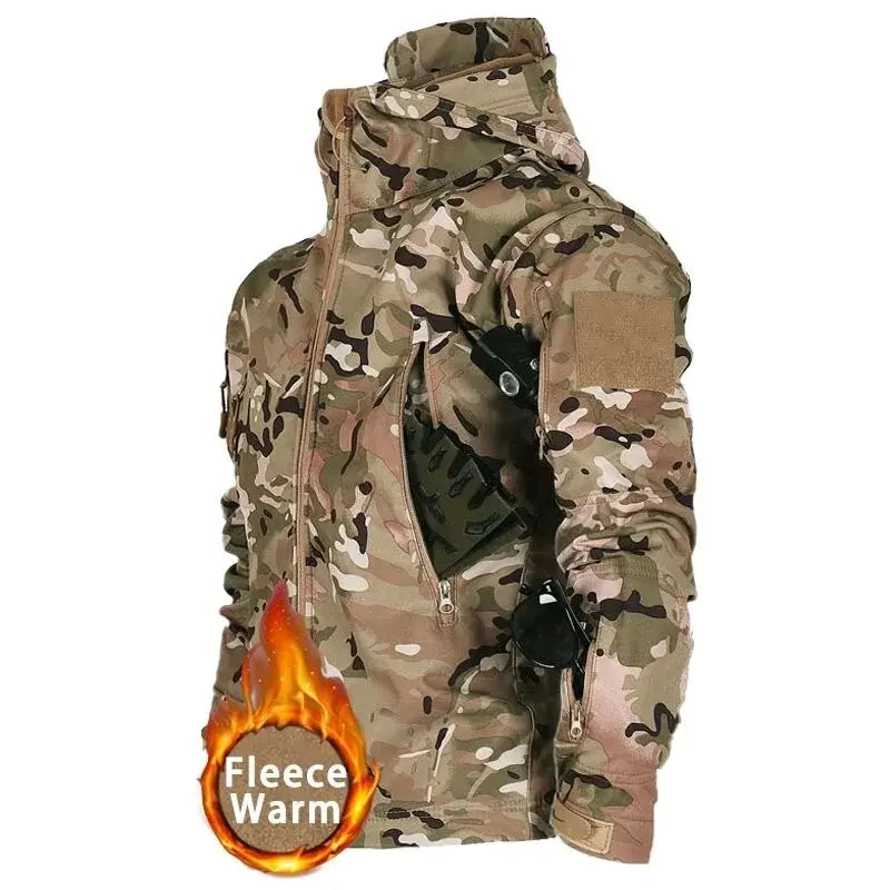 Autumn Outdoor EMR Waterproof Tactical Softshell Jacket Suitable Sports Hunting Camping Mountaineering Interior Fleece Lining