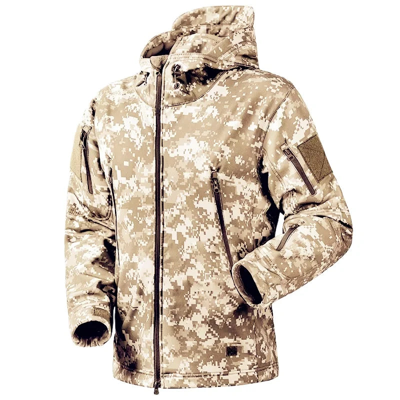 Autumn Outdoor EMR Waterproof Tactical Softshell Jacket Suitable Sports Hunting Camping Mountaineering Interior Fleece Lining